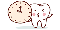 cartoon tooth with clock
