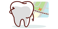 cartoon tooth with map