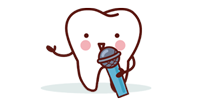 cartoon tooth with microphone